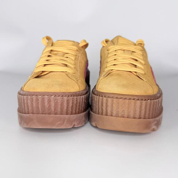 Puma Fenty Cleated Creeper Suede Platform Sneakers Yellow Women 5.5 / Youth 4 - Picture 2 of 13